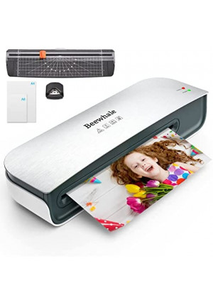 Beewhale A4 Laminator, 9'' Laminator Machine, 4-in-1 Laminator Machine with Laminating Sheets 10 pcs, Cold & Thermal Laminator for Home Office School, Never Jam Technology, Silver