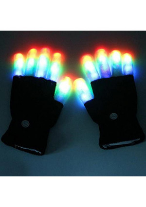 7 colors light show LED Gloves Rave Light Finger Lighting Flashing Glow Mittens(whole finger)