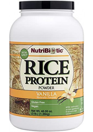 NutriBiotic – Vanilla Rice Protein, 3 Lb (1.36kg) | Low Carb, Keto-Friendly, Vegan, Raw Protein Powder | Grown & Processed without Chemicals, GMOs or Gluten | Easy to Digest & Nutrient Rich