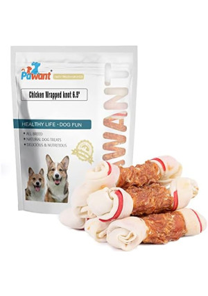 Chicken Wrapped Bone for Large Dog Treats Puppy Chews Snacks Promotes Healthy Chewing Chicken Wrapped Knot 6.5" 1lb