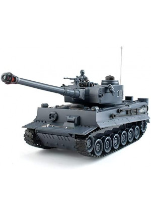 Rc Tanks,1:28 WW2 German Tiger Army Tank Toys for Boys,9 Channels Remote Control Vehicles with Sound and Light,RC Military Toys for Kids Boys Girls(Gray)