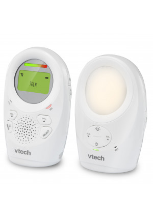 VTech DM1211 Enhanced Range Digital Audio Baby Monitor with Night Light, 1 Parent Unit, Silver & White