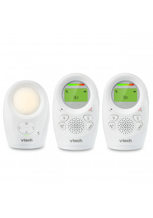 VTech DM1211-2 Enhanced Range Digital Audio Baby Monitor with Night Light, 2 Parent Units, Silver and White