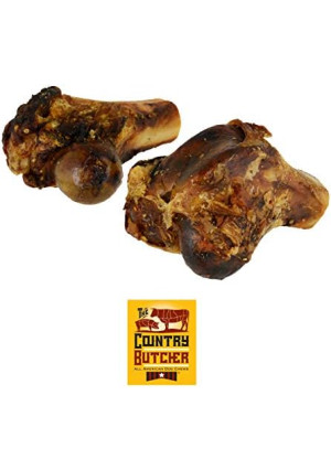 Pork Knuckle Dog Bones for Small to Medium Breed Dog Treat, Natural, Tough, Chew Toy, Made in The USA, 4 Count