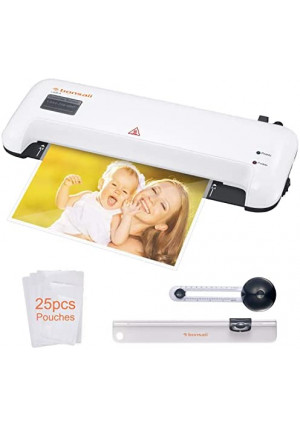 Thermal Laminator, Bonsaii A4 Laminating Machine for Home/Office/School, Quickly Heat Up 9 Inch Hot and Cold Lamination Machine, Includes 25 Laminating Pouches,Paper Trimmer and Circle Cutter (L409-A)