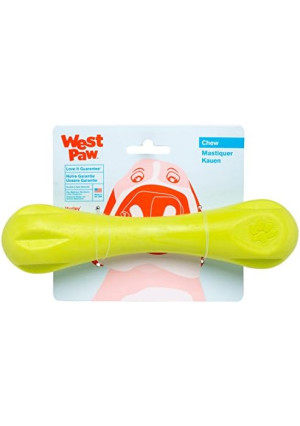 WEST PAW Zogoflex Hurley Dog Bone Chew Toy – Floatable Pet Toys for Aggressive Chewers, Catch, Fetch – Bright-Colored Bones for Dogs – Recyclable, Dishwasher-Safe, Non-Toxic, Large, Granny Smith