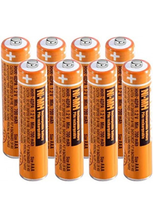 NI-MH AAA Rechargeable Battery 1.2V 700mah 8-Pack HHR-4DPA AAA Batteries for Panasonic Cordless Phones, Remote Controls, Electronics