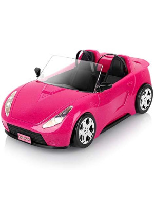 SUPER JOY Dolls Accessories - Convertible Car for Dolls Glittering Pink Convertible Doll Car