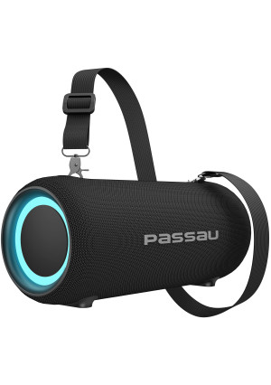 Passau Portable Bluetooth Speakers 40W Peak Loud Stereo Sound, Passive Radiators-Deep Bass, 20H Playtime, Adjustable Strap, Bluetooth 5.3, IPX5 Wireless Speaker with RGB Lights for Indoor Outdoor