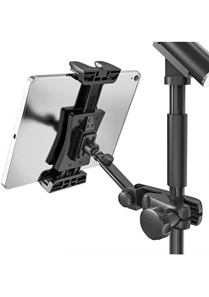 Tablet Holder for Microphone Stand, Jubor iPad Mic Music Stand Holder Mount Smartphone Tablet Mic Stand for Sheet Music Fits Devices from Screen Size 4.7 to 12.9 Inches