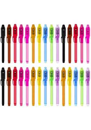 Invisible Ink Pen with Light, 30Pcs Magic Spy Pen for Secret Message, Birthday Party, and Kids Halloween Goodies Bags Toy