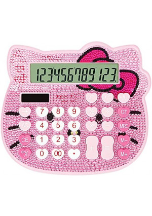 Women Calculators,BREIS Creative Cute Solar Energy Calculator, 12 Digit Large LCD Display, Handheld for Daily and Basic Office, Pink (Pink+Pink)