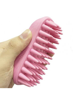 Pet Silicone Shampoo Brush for Long & Short Hair Medium Large Pets Dogs Cats, Anti-skid Rubber Dog Cat Pet Mouse Grooming Shower Bath Brush Massage Comb (Pink ( New ))