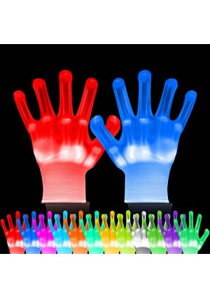 VICSPORT LED Gloves for Teens Adults Kids LED Gloves 12 Color Changeable Light up Shows Christmas Cool Fun Toys Gifts