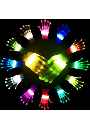 GLEDLOVES LED Gloves,LED Light Up Gloves for Kids Teens and Adults,Toy Gifts for 5-12 Year Old Boy Girl Teenage, Stocking Stuffers for Men Women,12 Colors,in Halloween Chrismas Birthday Party(1Pair/S)