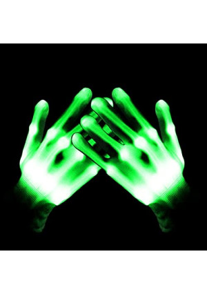 UWEIDOIT LED Gloves, Flash Finger Lights Gloves, 3 Colors 10 Modes Colorful Light Up Gloves Glowing Christmas Costume Clubbing Party Favors Toys for Boys Girls