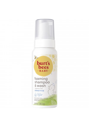 Burt's Bees Baby Sensitive Foaming Shampoo and Wash, Fragrance Free, Tear Free, 8.4 Fluid Ounces