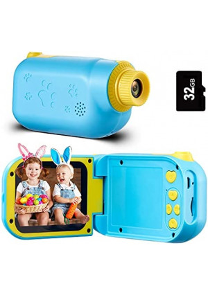 Engpure Kids Camera, Kids Video Camcorder 1080P 2.4 inch IPS Screen Camera Toys for 3-10 Years HD Children Videos Recorder for Boys Girls Toys, with 32GB Micro SD Card (Blue)