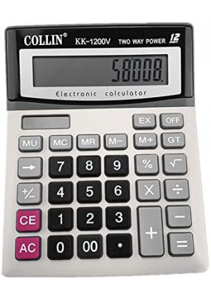 Desk Calculator, 12-Digit Solar Battery Office Calculator with Large LCD Display Big Sensitive Button, Dual Power Desktop Calculators