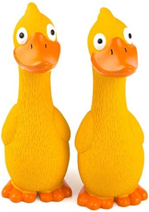 CHIWAVA 2 Pack 7.9 Inch Squeak Latex Dog Toy Yellow Duck Interactive Play for Small Medium Dogs