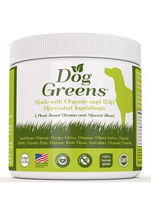 Dog Greens- Organic and Wild Harvested Vitamin and Mineral Supplement for Dogs - Add to Home Made Dog Food, RAW Food or Kibble