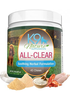 K9 Nature Supplements: All-Clear - Allergy Supplement for Dogs - 45 Chews - Soothing Herbal Formula with Natural Ingredients - Support for Pet’s Seasonal Allergies & Itching - for All Breeds