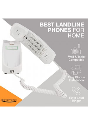 Landline Phones for Home - Telephones for Hearing Impaired - Corded Phone for Seniors - Retro Phone - Improved Version of The 1965 Landline Phone - Analog Phone - Big Button, iSoHo Phones (White)