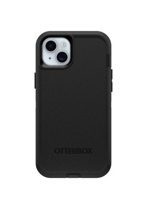 OtterBox iPhone 15 Plus and iPhone 14 Plus Defender Series Case - Black, Screenless, Rugged & Durable, with Port Protection, Includes Holster Clip Kickstand (Ships in Polybag)