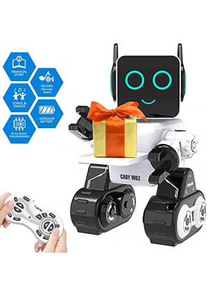 Robot Toy for Kids, Smart RC Robots for Kids with Touch and Sound Control Robotics Intelligent Programmable, Robot Toy with Walking Dancing Singing Talking Transfering Items for Boys Girls (White)