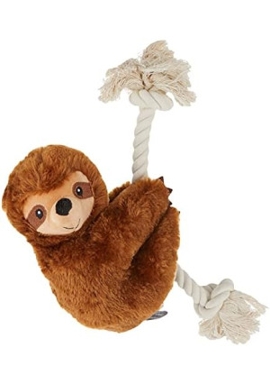 Fringe Studio Dog Toy, Brown Sloth On A Rope-Plush Pet Toy (289373)