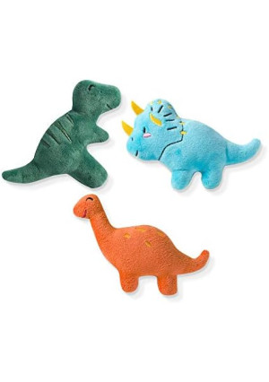 Fringe Studio Mini Plush Pet Toy Set with Squeaker, Having A Dinomite Time (289427), Multicolor