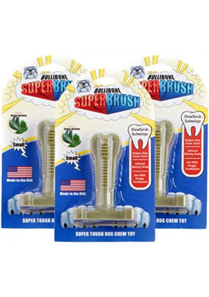 Bullibone SuperBrush: Dog Teeth Cleaning Brushing Toothbrush Stick - Long Lasting Nylon Chew Toy for Oral Care and Dental Health