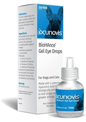 Sentrx Ocunovis Gel Eye Drops for Dogs & Cats, Eye Lube for Dogs Allergy Relief Lubricant, Dogs with Dry Eyes, Artificial Tears, 10 ml