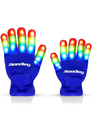 The Noodley Kids Toys for Boys LED Light Up Gloves Sensory Toy for Autistic Children Cosplay Halloween Costume Stocking Stuffers Ages 4 5 6 7 (Small, Blue)