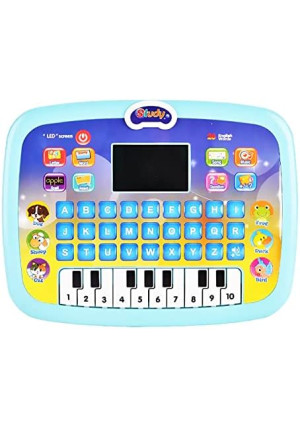 Tablet for Kids Educational Computer Interactive Audio and Video Teaching Aids 3+ Years Learning Pad Numbers Letters Words Math Spelling Read Song Music Questions Answers LED Screen Piano (Blue) X2020