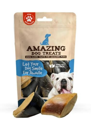 Amazing Dog Treats Peanut Butter Stuffed Cow Hooves (5 Count) - Filled Cow Hooves - Peanut Butter Filled Bones for Dogs - Cow Hooves for Dogs