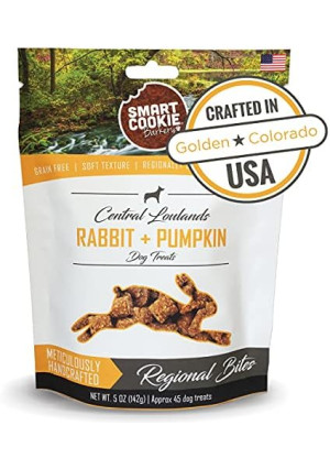 All Natural Dog Treats - Rabbit & Pumpkin - Training Treats for Dogs & Puppies with Allergies, Sensitive Stomachs - Soft Dog Treats, Grain Free, Chewy, Human-Grade, Made in USA - 5oz Bag