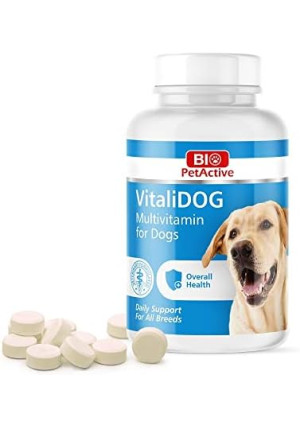 VitaliDOG Multivitamin for Dogs, Skin and Coat Supplement, Dog Prenatal Health Supplies, Vitamin A + E + B9 + B5 + H + Biotin + Amino Acids + Folic Acid for Dogs, 150 Chewable Tablets