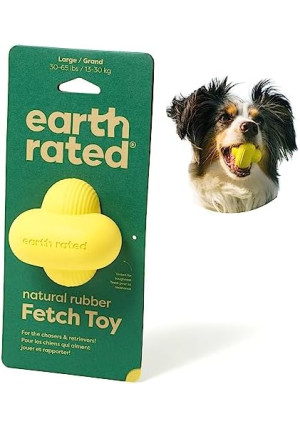 Earth Rated Dog Ball, Interactive Fetch Toy for Small, Medium, and Large Breeds, Comes in Multiple Sizes, Made with Natural Rubber, Perfect for Indoor and Outdoor Use, Large, Yellow