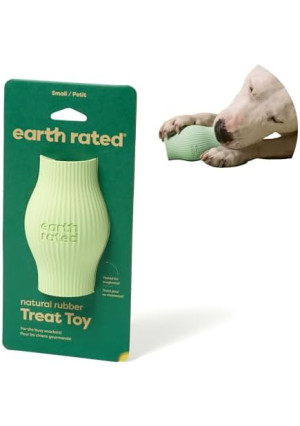 Earth Rated Treat Dispensing Dog Toy, Enrichment Toy for Adult and Puppy Dogs, Slow Feeder, Dishwasher and Freezer-Safe, Natural Rubber, Small, Green