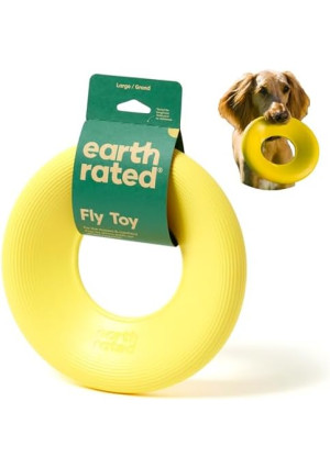 Earth Rated Flying Disc Dog Toy, Interactive Flying Saucer Toy for Adult and Puppy Dogs, Floats in Water, Large, Yellow