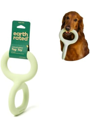 Earth Rated Tug of War Dog Toy, Interactive Pull Toy for Adult and Puppy Dogs, Ergonomic Grip, Natural Rubber, Small, Green