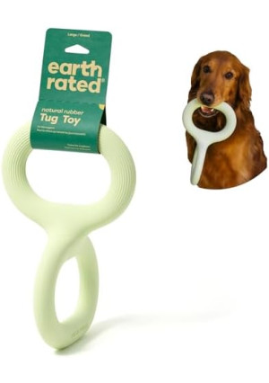 Earth Rated Tug of War Dog Toy, Interactive Pull Toy for Adult and Puppy Dogs, Ergonomic Grip, Natural Rubber, Large, Green