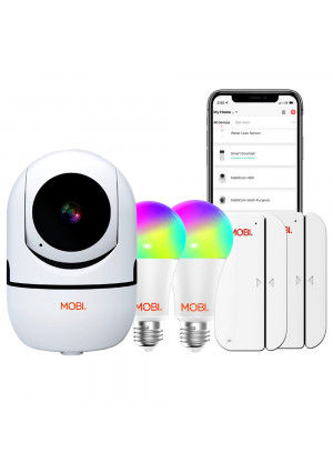 MOBI Smart Nursery Automation Kit, Smart LED Light Bulb, Smart Door & Window Sensor, Smart HD WiFi Camera