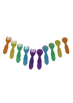 The First Years Take and Toss Toddler Fork And Spoon Flatware, Colors May Vary