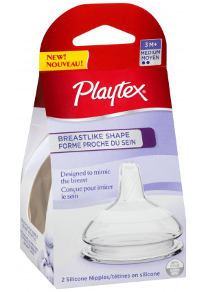 Playtex Breast-Like Nipple, Medium Flow, 2-Count