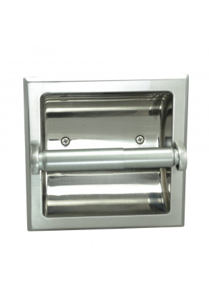 Designers Impressions Satin Nickel Recessed Toilet / Tissue Paper Holder All Metal Contruction - Mounting Bracket Included