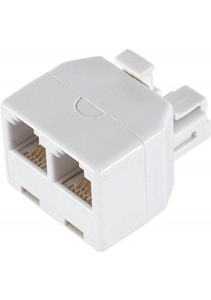 Ge 26191 Duplex Wall Jack Adapter (White, 4-Conductor)