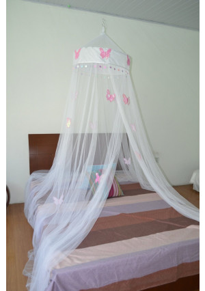 Butterfly Bed Canopy Mosquito Net for All Size Bed, Room Decoration, Party Events (White)