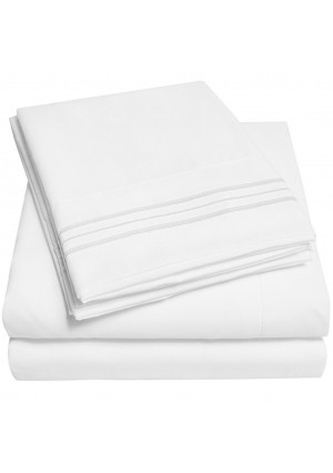 1500 Supreme Collection Bed Sheets - PREMIUM QUALITY BED SHEET SET and LOWEST PRICE, SINCE 2012 - Deep Pocket Wrinkle Free Hypoallergenic Bedding - Over 40+ Colors and Prints- 4 Piece, Queen, White